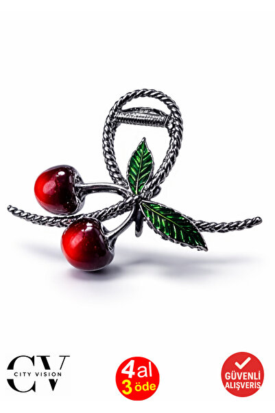 cityvision Agrafă de păr din metal de culoare neagră cu figuri de cireșe și f...