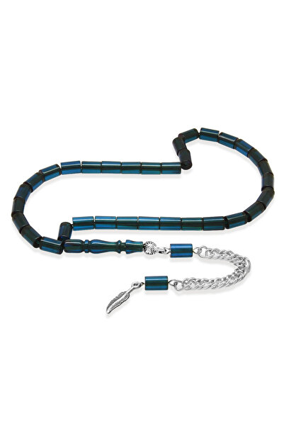 Tesbihane Fire Amber Prayer Beads - Non-Tarnish Metal Tassel - Mini Size - Bl...