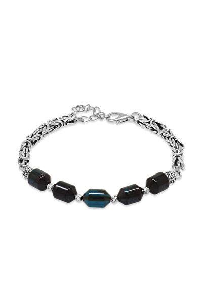 Tesbihane سوار رجالي معدني مقاوم للصدأ بسلسلة ملكية وكرة دوريكا بيضاء مزينة ب...