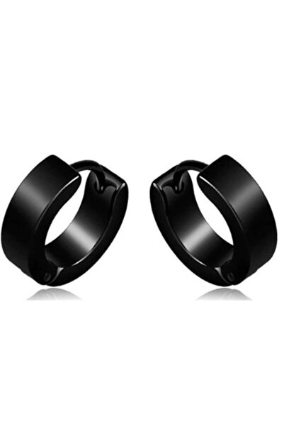 sarıyer silver Black Hoop Steel Earrings Classic Model Jewelry Accessory Dail...