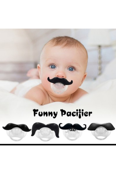 HelloBeautiful Komik Emzik Şaka Emzik Diş Kaşıyıcısı Kıvrık Bıyık Model 0-3 Yaş