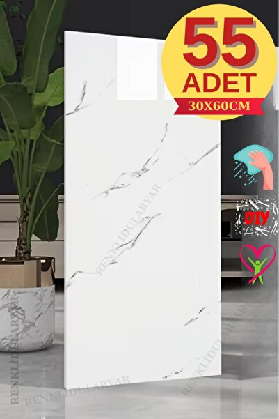 Renkli Duvarlar CF-1035 10m2 55 Adet 30x60cm Yapışkanlı Mermer Desenli Karava...