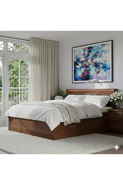 SideWood Ahşap 2 Kişilik Baza ve Başlık Tasarım Takım