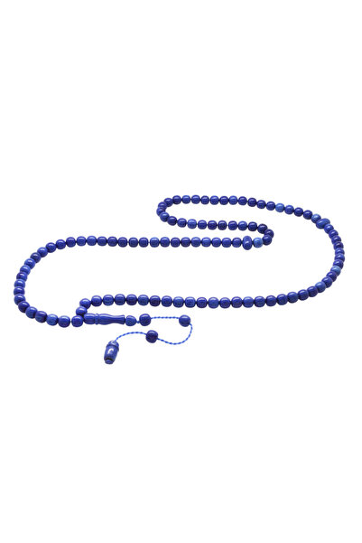 Tesbihane Fire Amber Prayer Beads - with System - Blue Color - Special Cut
