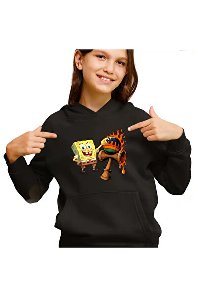 OEM Kids Girls Kendama Sweatshirt Spongebob Flames Plankton Squarepants Squar...