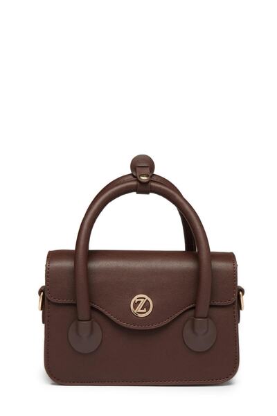 Zühre Bitter Brown Mini Hand and Shoulder Bag with Magnet Closure Z0052