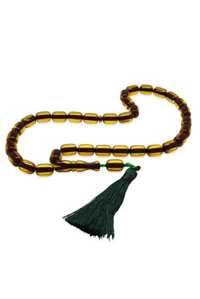 Tesbihane Stick Crimped Amber Prayer Beads - Ottoman Palace Tassels - Maxi Si...