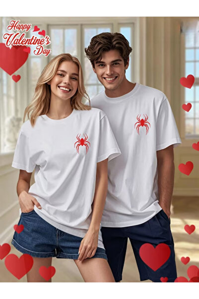 one button Tricou asortat cu design Spider pentru cupluri de îndrăgostiți, Ba...