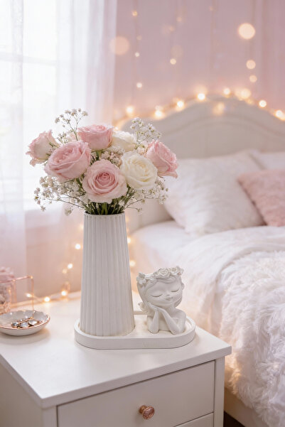 Fitruka Minimal Decorative Set – Tall Vase & Girl Figurine, Modern Design wit...