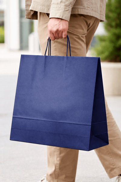 Plas+Plus Elite Twisted Handle Kraft Bag Blue Fsc Certified Paper Bag Boutique Gift Bag 45X15X50 cm 50Li