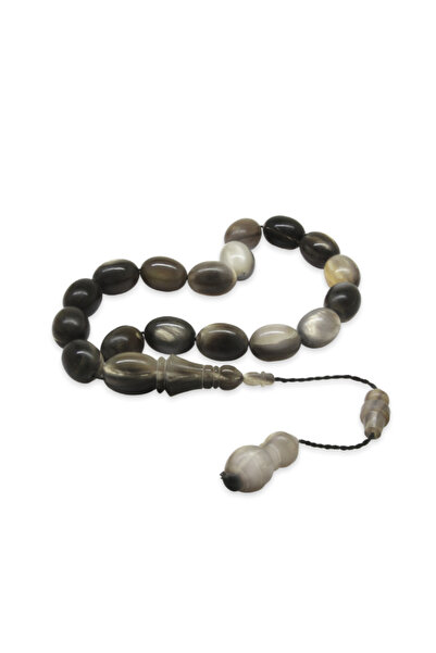 Tesbihane سبحة إيفي من قرن الجاموس - لون أبيض وأسود - مع نظام - قطع من حبوب ا...