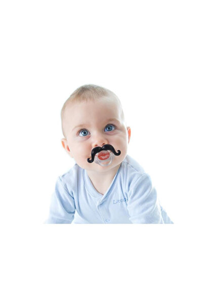 HelloBeautiful Komik Emzik Şaka Emzik Diş Kaşıyıcısı Öpücük Bıyık 0-3 Yaş