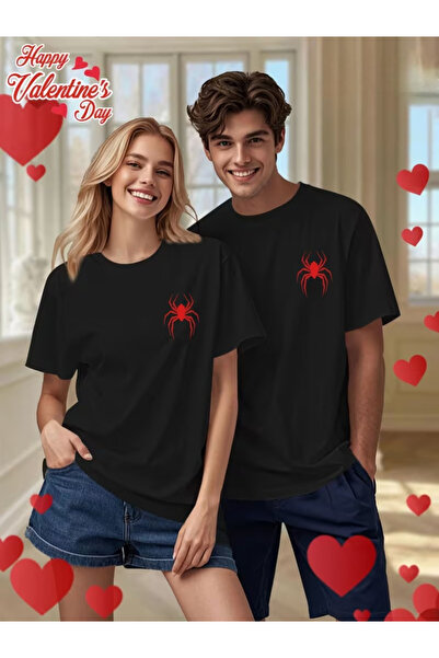 one button Tricou asortat cu design Spider pentru cupluri de îndrăgostiți, Ba...