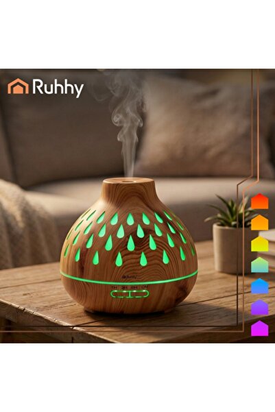 Ruhhy Difuzor de arome - Umidificator, 400 ml, cu iluminare LED, Aromaterapie...