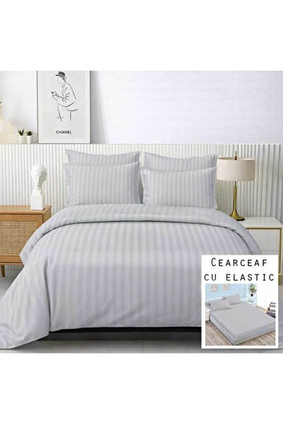 Patul Damask Bed Linen, Sulphur, 2 Persons, Double Bed, 6 Pieces, Fitted Sheet