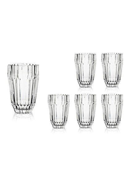 Mikasa Moor Set of 6 Glass Soft Drink Glasses with Crystal Cut 240ml