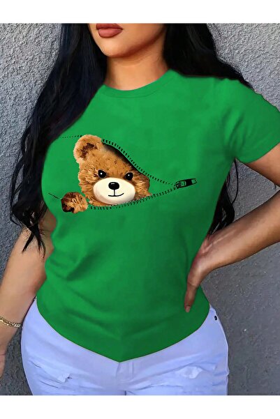 ZİYMO TRICOU DIN BUMBAC PEȘTUIT CU GULER ROTUND ȘI TĂIERE REGULARĂ