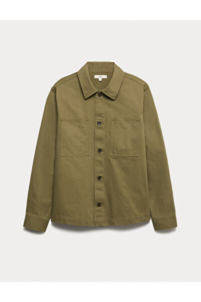 Marks & Spencer Saf Pamuklu Dokulu Gömlek