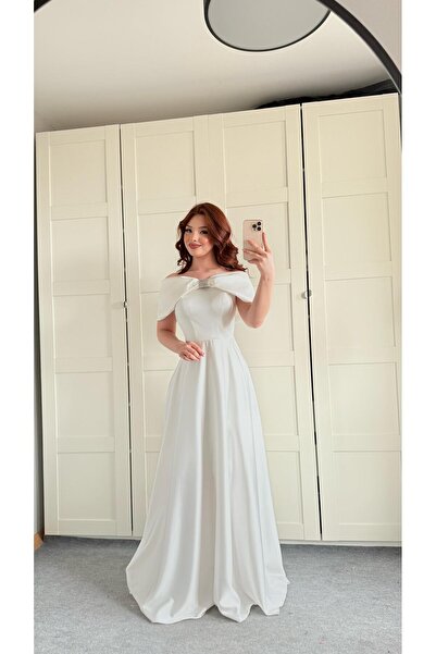 AYŞENUR DİNÇER Lovely Fiyonk Abiye Beyaz