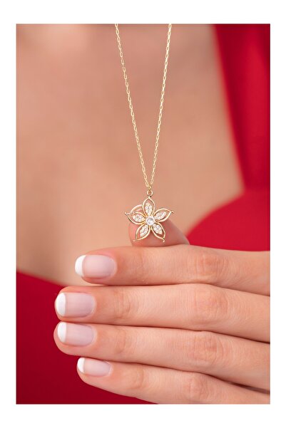 Ayenci Lilyum Çiçeği Zarif Kadın Kolye