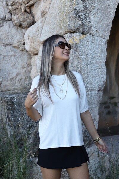 bytugcekaya Ecru Orjin Viscose T-Shirt