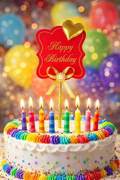 MK Ambalaj Cake Topper with Happy Birthday Written, Happy Birthday Written St...
