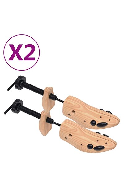 vidaxl Shoe Trees 2 Pairs Size 36-40 Solid Pine Wood