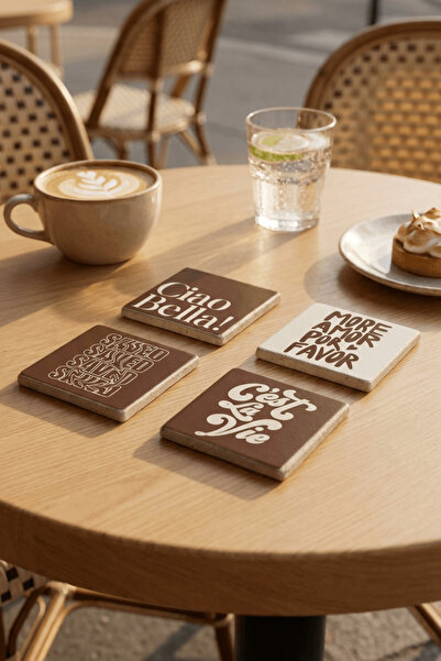 Baumatelier Pop Art Ciao Bella Themed Brown Home Decor Natural Stone Traverti...