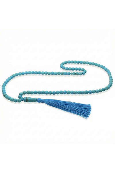 Tesbihane Faceted Turquoise Natural Stone Prayer Beads - Ottoman Palace Tasse...