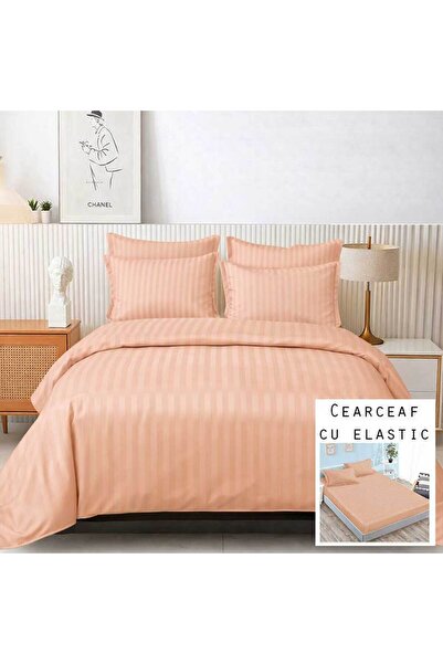 Patul Damask Bed Linen, Sulphur, 2 Persons, Double Bed, 6 Pieces, Fitted Sheet