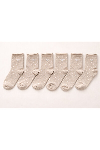 shefox 6 Pairs of Women's Ribbon Pattern Toe Stitch-Free Socks