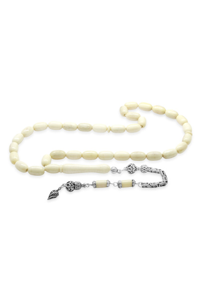 Tesbihane Deve Kemiği Tesbih - 925 Ayar Gümüş Kral Zincir Püsküllü - Naturel ...