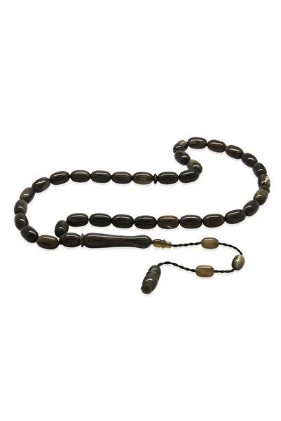 Tesbihane سبحة من قرن الجاموس - مع نظام - لون داكن - قطع كبسولي