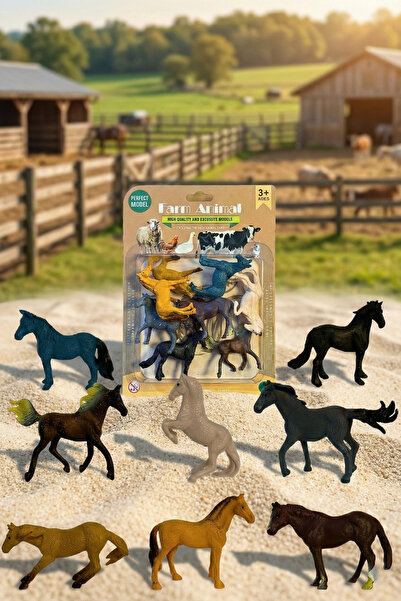 TUENGİ STORE Premium 8 Parça Mini At Figürleri Koleksiyon Seti - Gerçekçi Oyu...