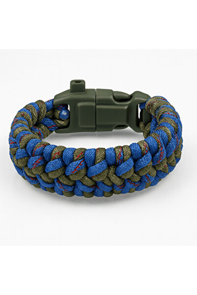 Tesbihane Compass Lighter Paracord Bracelet Keychain - Blue Camo Pattern - fo...