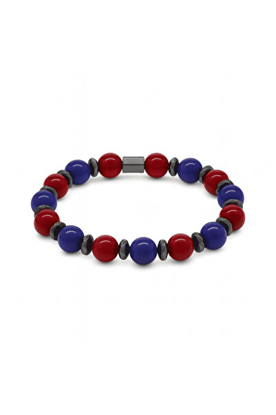 Tesbihane سوار نسائي من حجر اليشم الطبيعي باللون الأزرق العنابي بقطع كروي M2