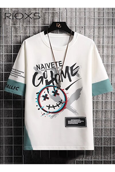 RIOXS Men's 2-Piece Outfits, Graffiti Printed Top And Drawstring Waist Shorts...