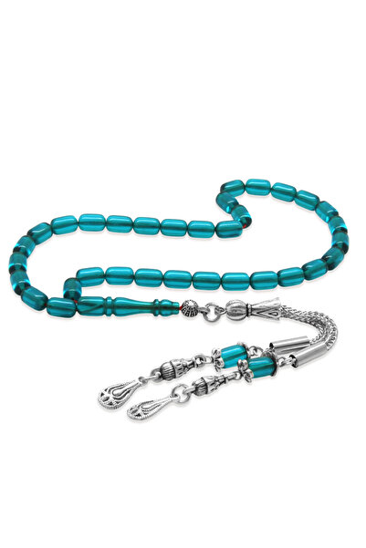 Tesbihane Fire Amber Prayer Beads - Mini Size - Non-Tarnish Metal with Tassel...