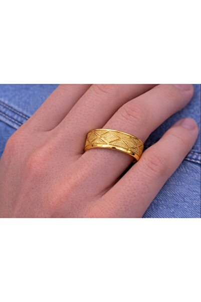 BY YASİN TOPÇU 💍 ✨   Cross Pattern Gold Color Ring ✨ Size 19