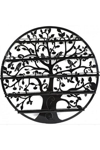 Pink Nails Round Black Wall Shelf