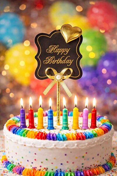 MK Ambalaj Cake Topper with Happy Birthday Written, Happy Birthday Written St...