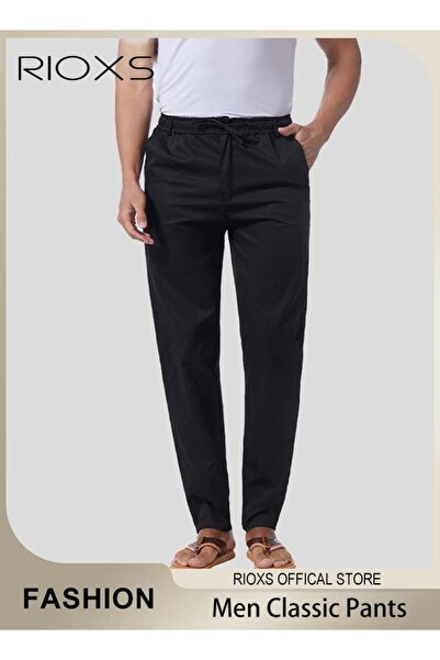RIOXS Men's Classic Regular Fit Pants, Casual Business Drawstring Pants, Tren...