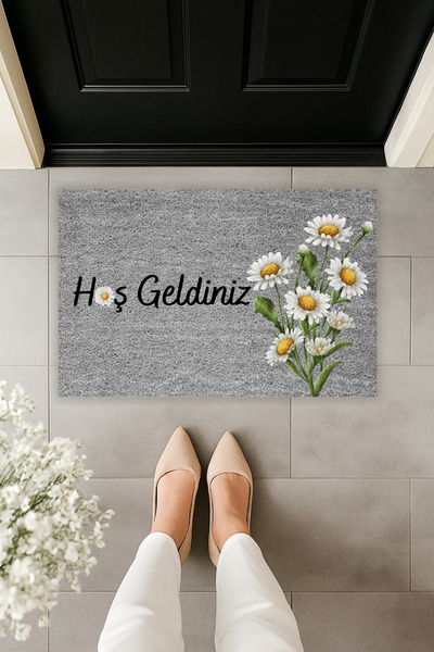 Dormot Home Modern Digital Printing Daisy Flower Pattern Doormat 70X45