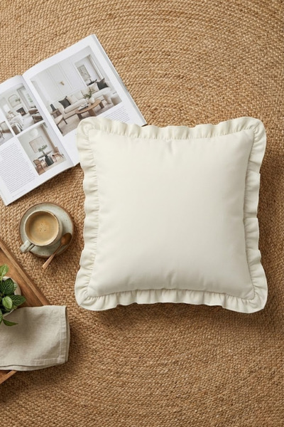 Joyrose 100% Cotton Ruffle Throw Pillow Cover Vintage Decorative Throw Pillow...