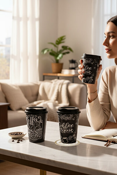 Evsun Home Collection 3 Pieces Plastic Coffee Cup 300ml 13cm