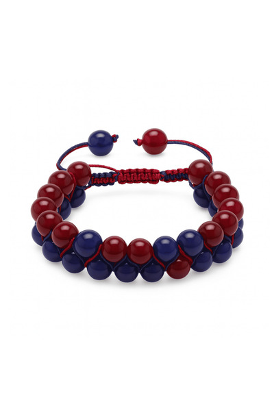 Tesbihane Double Row Macrame Braided Sphere Cut Burgundy Blue Jade Natural St...