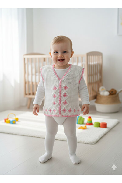 SENSSTEKSTİL Hand Knitted Göz Nuru Patterned Baby Vest
