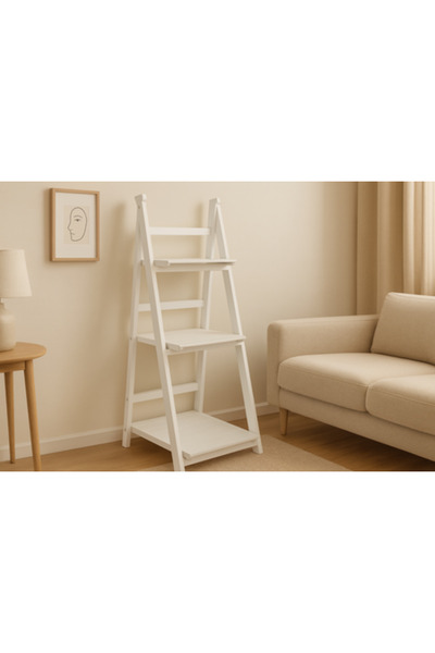 Selgot Ladder Shelf with 3 Shelves, White Color, Size 42 x 39 x 109 cm