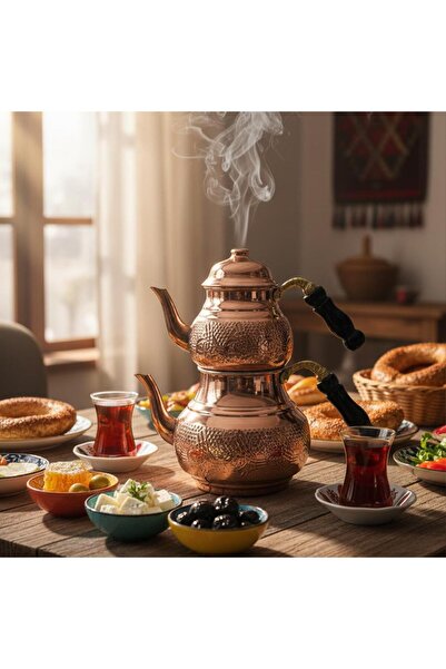 Yardımcı Bakır Since 1997 Copper Inlaid Classic Teapot
