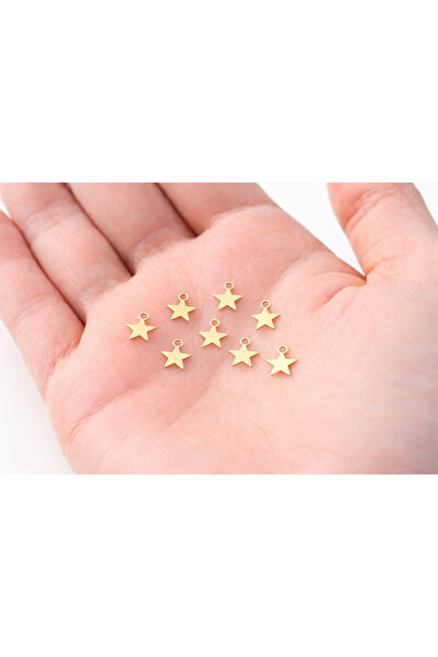 FlowerAksesuar 50 Adet - 8x10 Mm Kolye Ucu Yıldız, Charm Yıldız, Küpe Ucu Yıl...